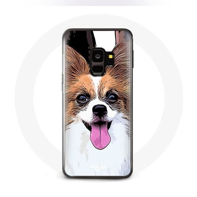 Coque pour samsung galaxy S9 plus Épagneul nain continental papillon Chiot Blanc et marron