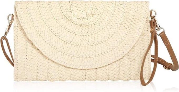 Dames strandtas met kwasten en ritssluiting - Stro schoudertas bohemien ontwerp