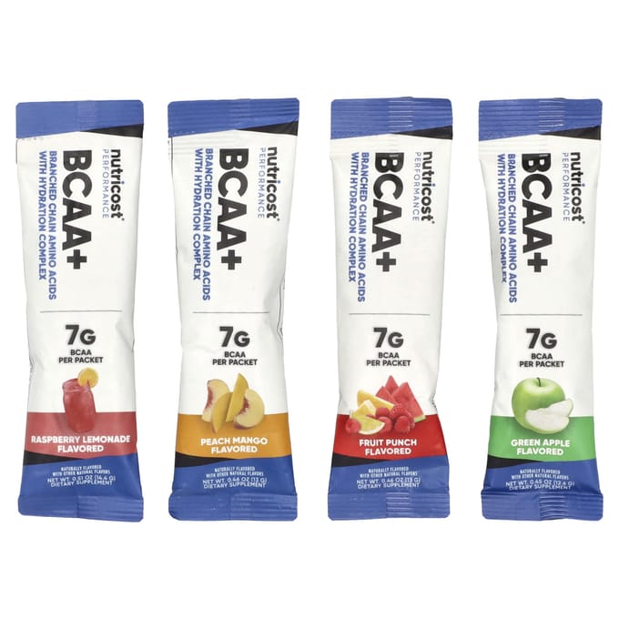 Nutricost, Fonctionnel, BCAA+, Pack Variété, 20 sachets, 13-14 g (0,5 once) chaque
