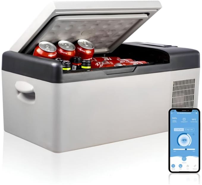 Koelbox - 15 Litres - Koelbox 12v 220v - Koelbox Elektrisch - Grijs - 32cm x 60cm x 26cm