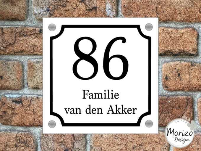 Naambordje / huisnummer voordeur klassiek wit