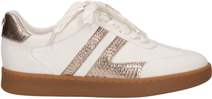 La Strada Sneaker Wit Goud Textiel - Damesschoenen - Maat - 36