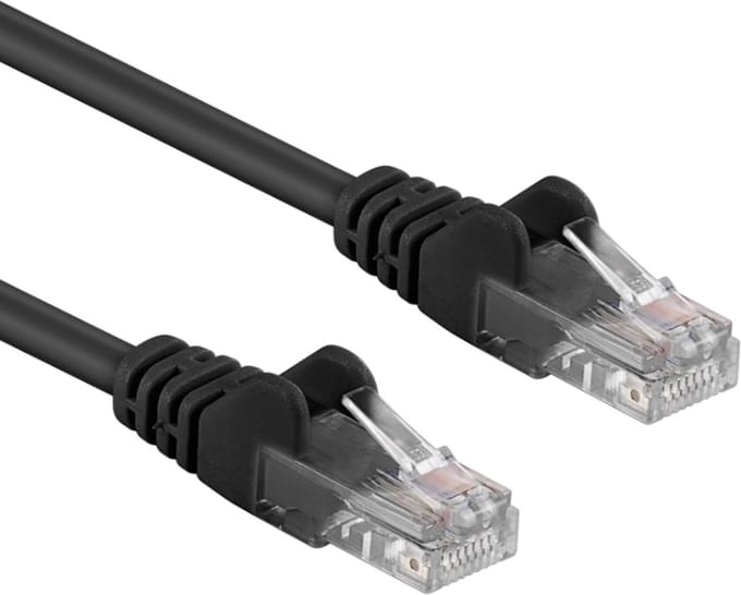 ACT Zwarte 1,5 meter U/UTP CAT6A patchkabel snagless met RJ45 connectoren IB2951