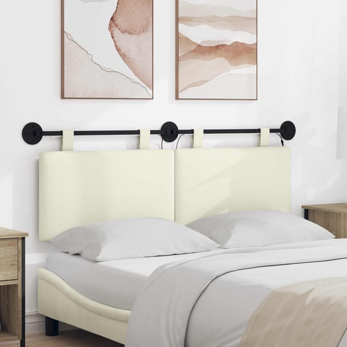 vidaXL - Hangend - hoofdbord - Crèmekleurig - Corduroy - stof