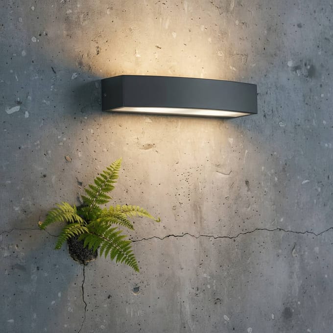 Ideal Lux buitenwandlamp Andromeda, antraciet, breedte 45 cm