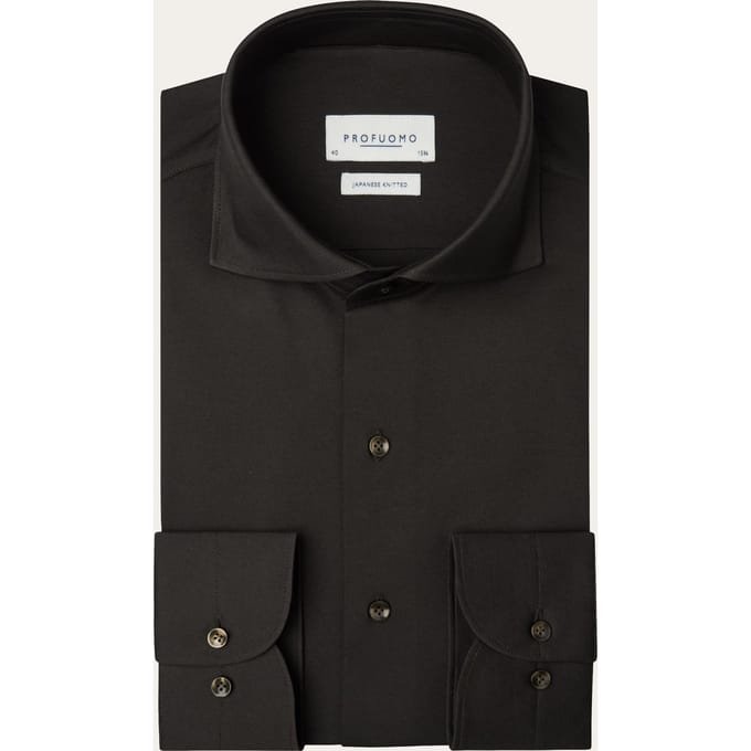 Profuomo Japanese Knitted Overhemd Bruin - Maat 42 - Heren - Overhemden Formeel
