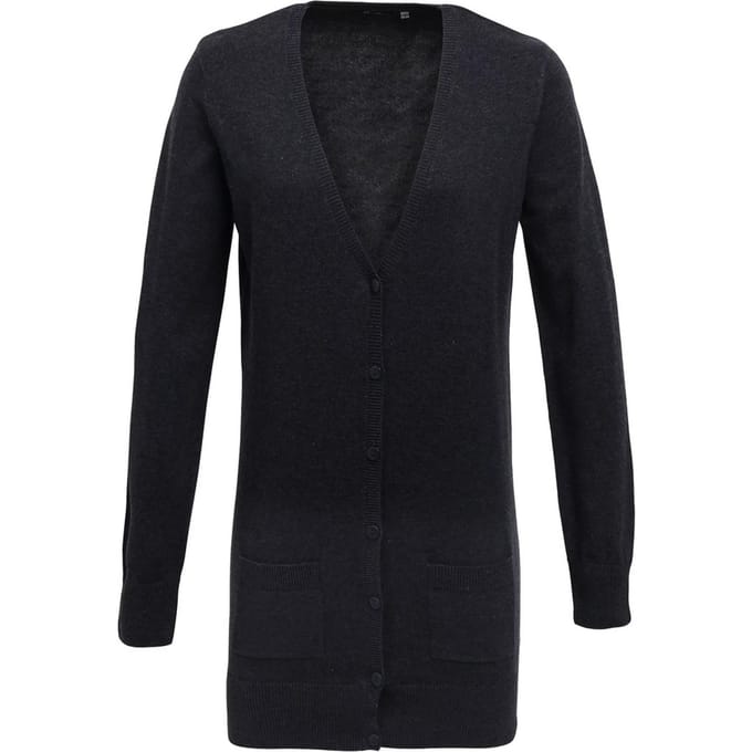 Premier Dames/Dames Longline V Hals Vest (Houtskool)