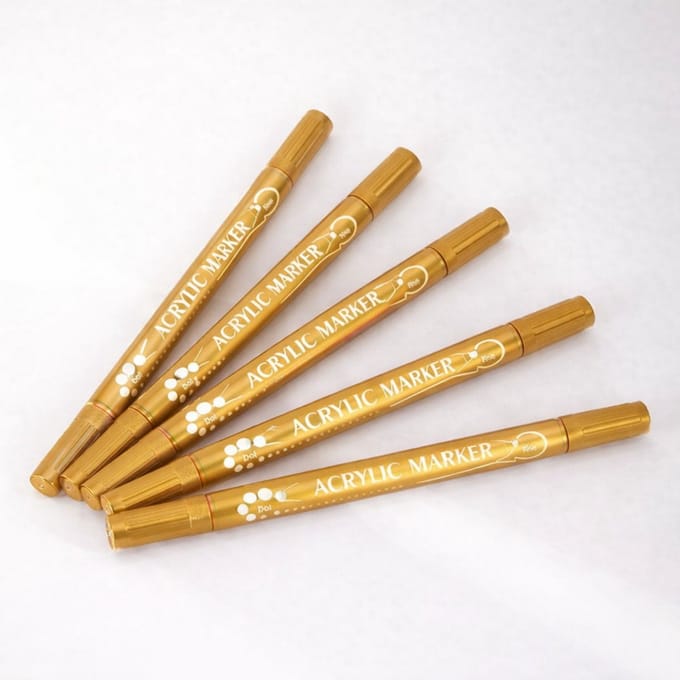 DOT Painting Acryl stiften 5 stuks (dubbele punt) Goud