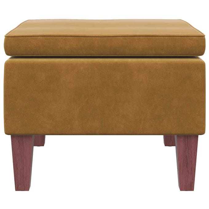 vidaXL - Kruk - met - houten - poten - fluweel - bruin