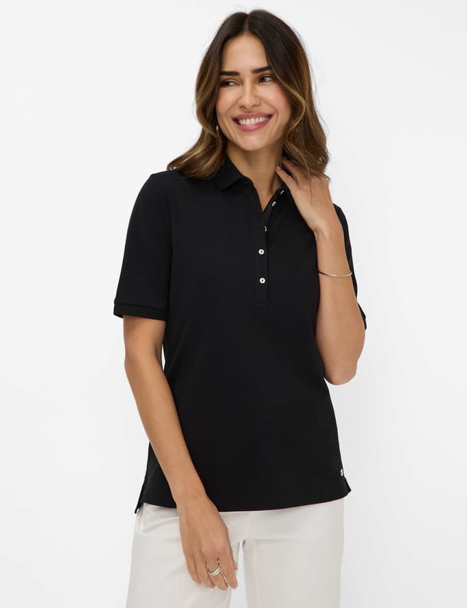 Brax Dames Poloshirt  Style CLEO black, zwart, maat 44