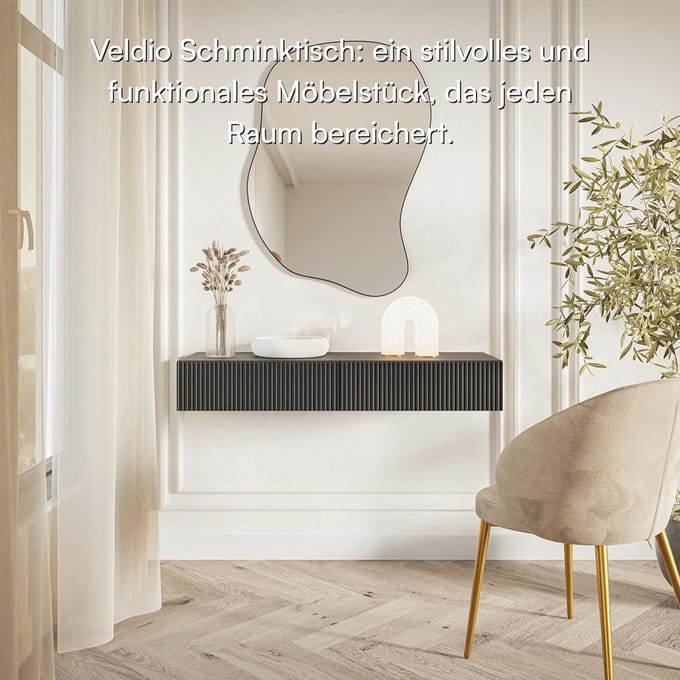 Stijlvolle Make-uptafel met 2 Laden - 110 cm - Zwart