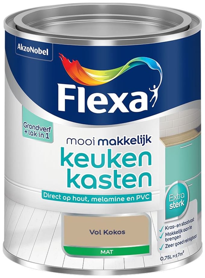 Flexa - Mooi Makkelijk Keukenkasten Mat - Vol Kokos - Mengverf - 750 Ml