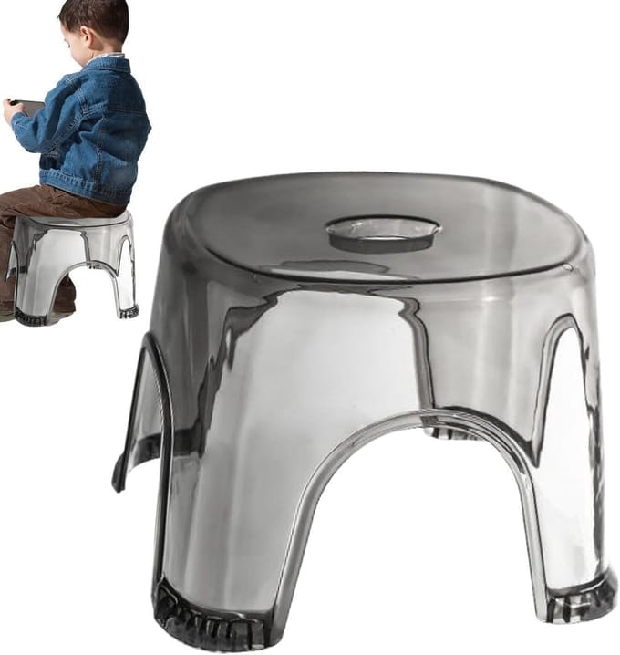 Douchekruk Transparant - Badkamer Krukje - Veilig Douchen - Antislip Ondersteuning - Hoogte 22 cm - Kristalgrijs