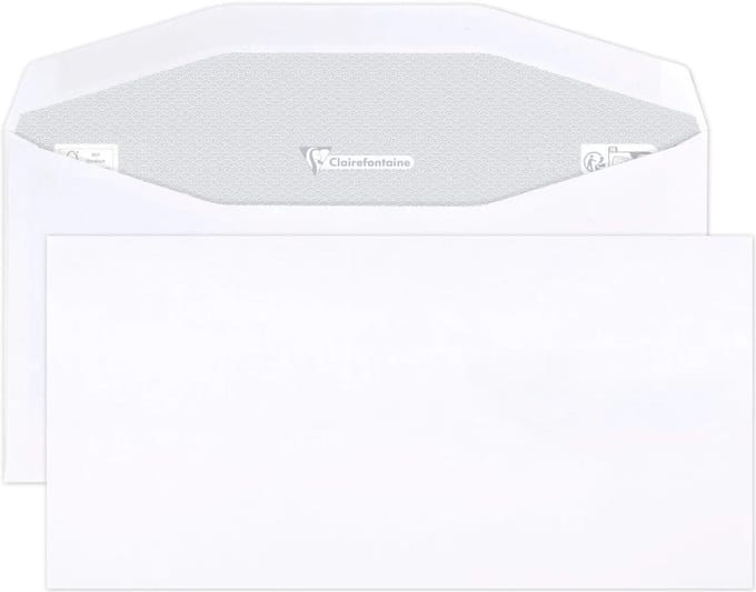 Clairalfa witte enveloppen 114x229mm gegomd machinegeschikt 500 stuks