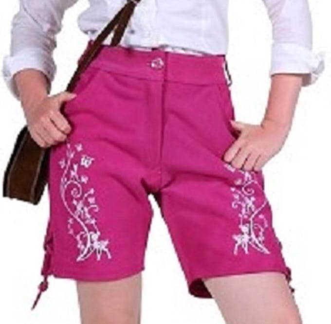 Korte roze Lederhose dame - tiroler - broek ''Emma'' ROZE (maat 36)