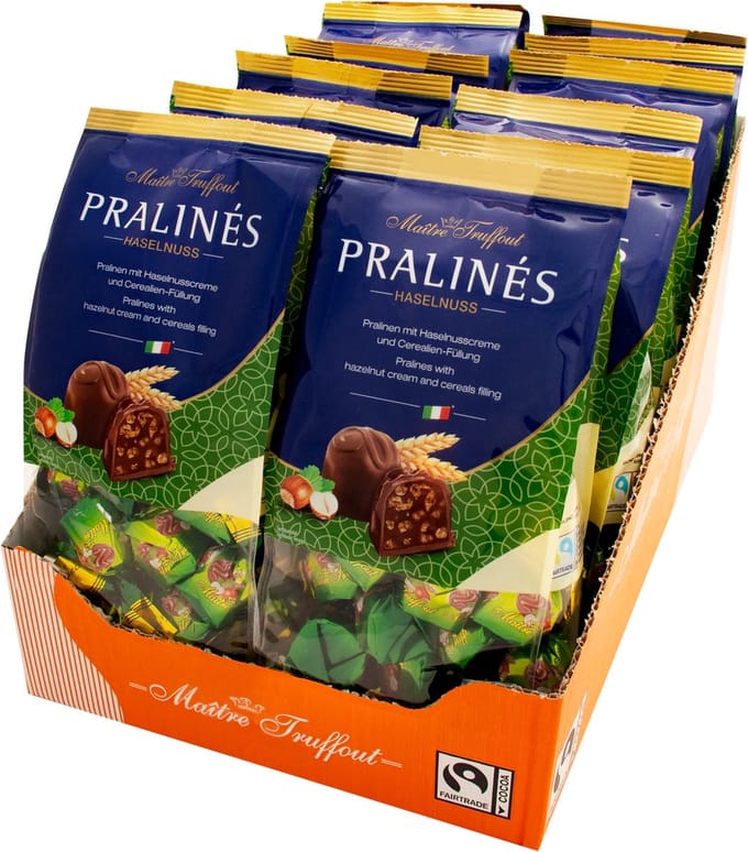 Praline melkchocolade hazelnoot & granen 300g - Doos 12 stuks
