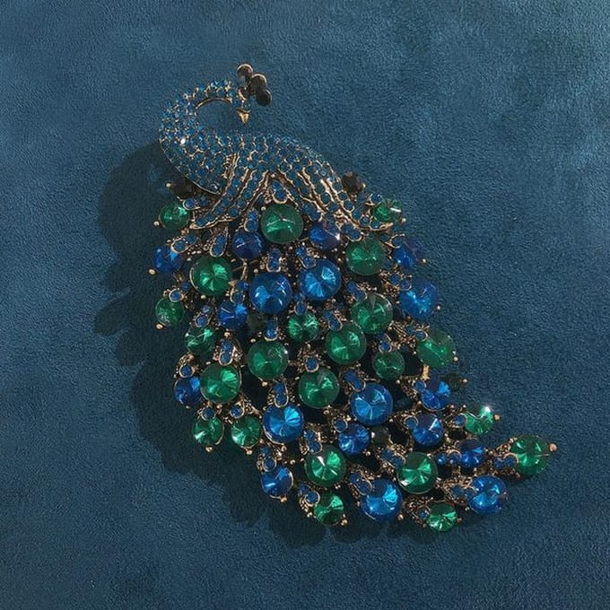 Broche vintage en cristal pour femme, grande broche, accessoires pour manteau, manteau, phénix, animal, accessoires occidentaux vert