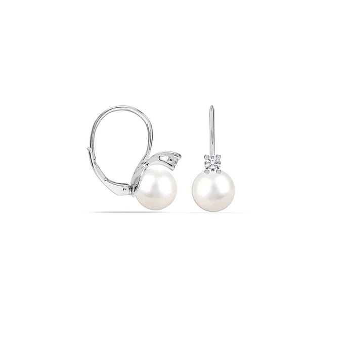 Vrouwen Witte Parel Oorbellen in 925 Sterling Zilver met Catalaanse Sluiting BIPE048