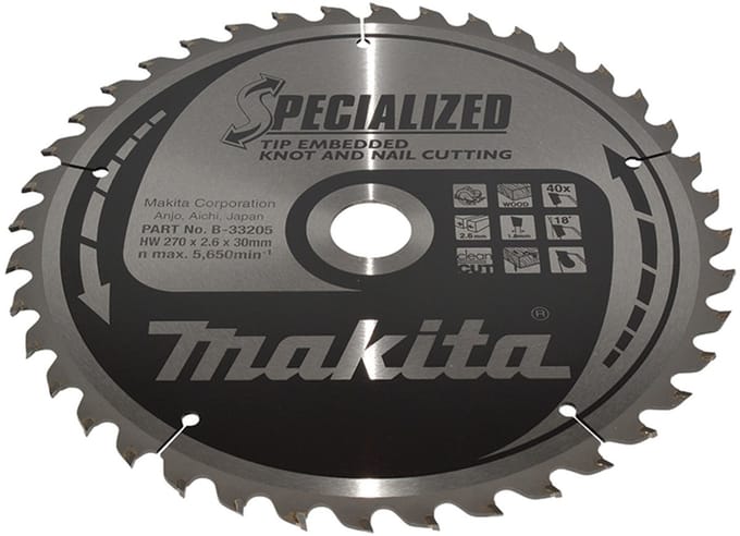 Makita S_0380_7830793 B-33205 Cirkelzaagblad 270 x 30 x 2.6 mm Aantal tanden: 40 1 stuk(s)