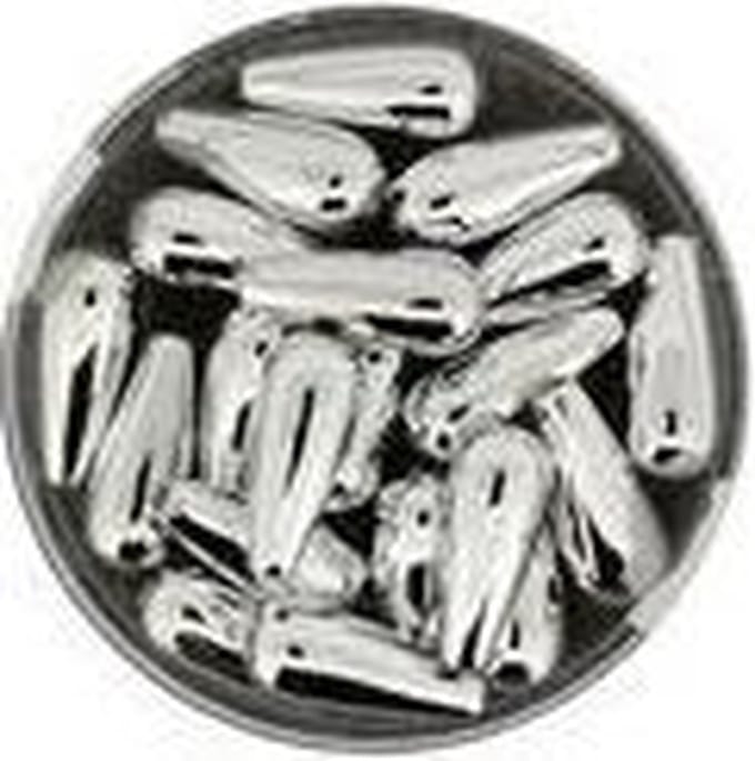 0802-14914 Parels druppelvormig zilverkleurig metallic 6x14 mm