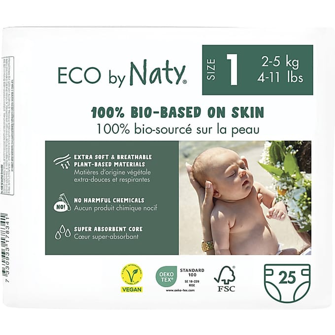Naty Luiers: Maat 1 2-5 kg 25 stuks