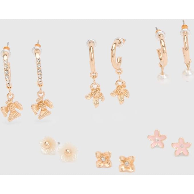 boohoo Dames Bloemdetail Oorbellen 6-pack | Goud