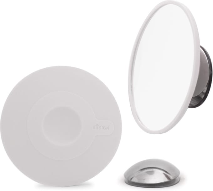 Compacte/kleine Bosign Make-upspiegel Vergrotend (5x), wit, magnetische spiegelhouder - diameter 11 cm