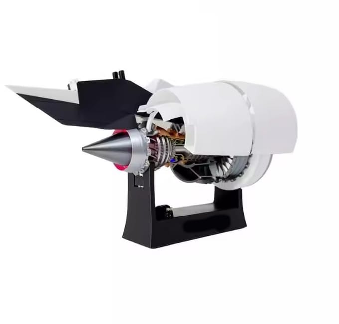 Gedetailleerde Straalmotor Vliegtuig - Draait echt - 35CM - USB - LED