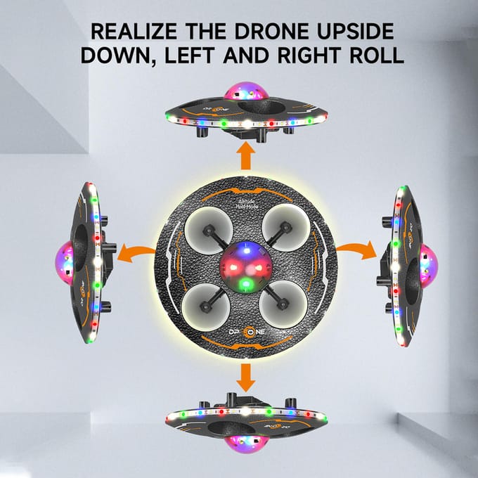 Schuim Afstandsbediening Drone 2.4GHz Afstandsbediening Vliegtuig Kleurrijk LED Licht Dubbele Controller & Horloge 3 battery zilver