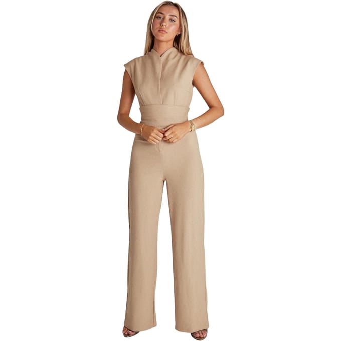 Odd Muse Dames/Dames Jumpsuit met Strikband (Kameel)
