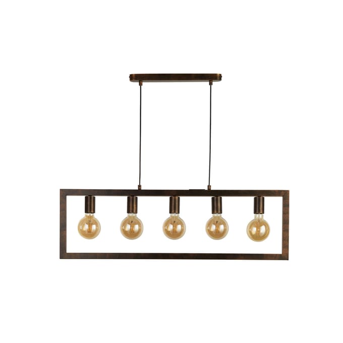 Searchlight OBLONG Hanglamp 5 Lichts Rustiek Bruin