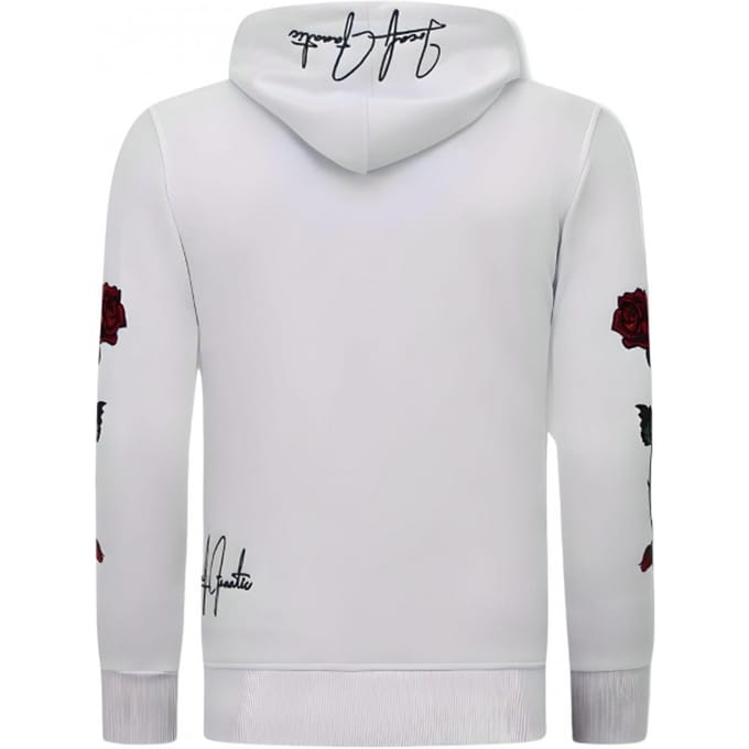 Heren Hoodie - Love & Roses - 11-6526 - Wit