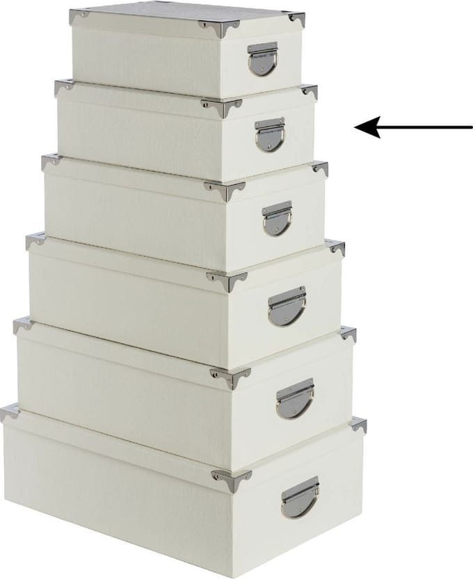 5Five Opbergdoos/box - ivoor wit - L32 x B21.5 x H12 cm - Stevig karton - Crocobox