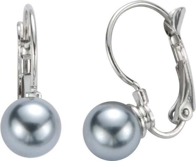 Behave - Oorstekers met grijsblauwe parel 8mm - ingetogen chic