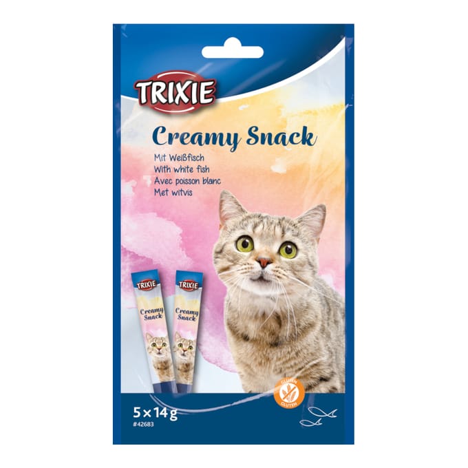 Voordeelpakket: 30x14g Trixie Creamy Snack met witte vis kattensnacks