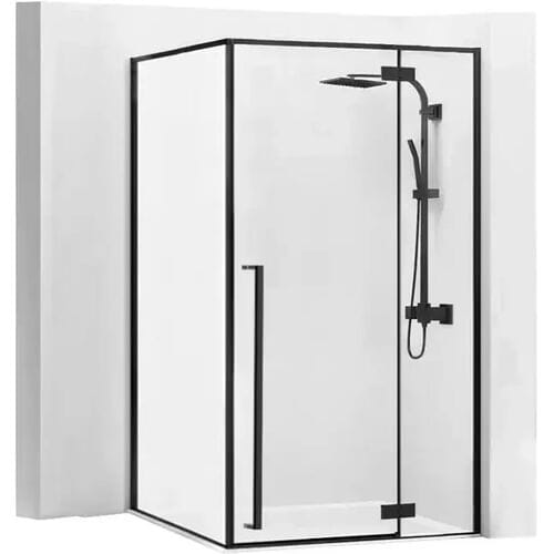 Rea Fargo Black 80X100 U - 195 cm - Douchecabine - Rechthoek - Zwart
