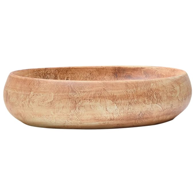 vidaXL - Opzetwasbak - ovaal - 59x40x15 - cm - keramiek - bruin