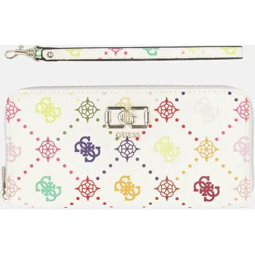 GUESS portemonnee Emelie Logo SLG Zip Around Wallet Multi Logo wit