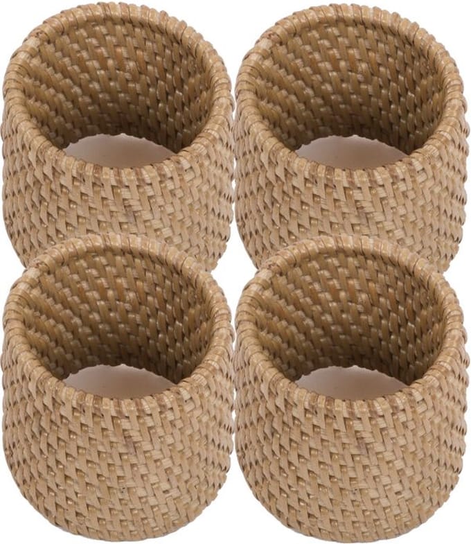 Servetringen Rotan - SET/8 - 4,5x5 cm, donkerbruin