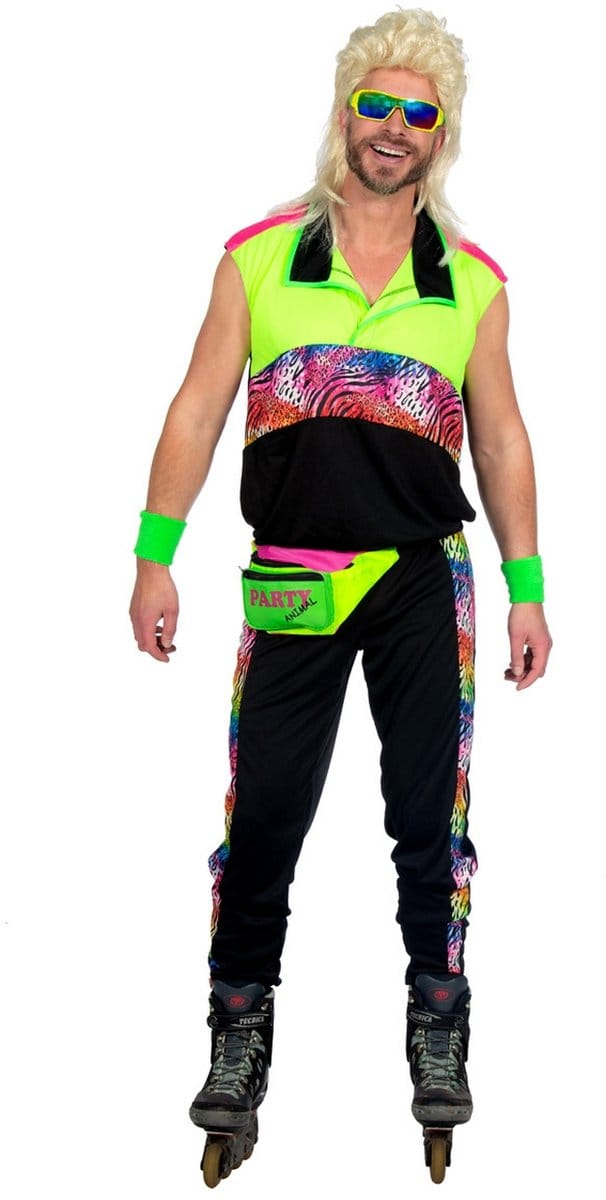Party Outfit 80's tijger Heren - Maat L