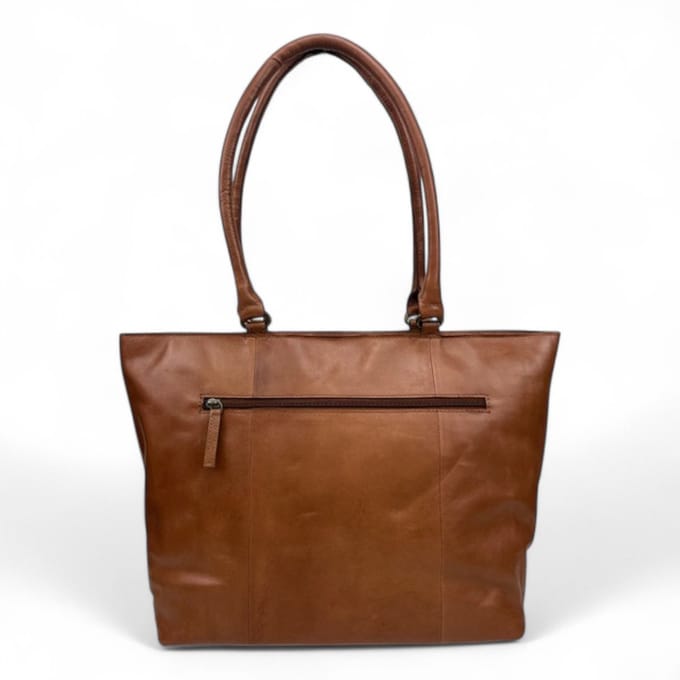 DSTRCT Alba Grote Schoudertas Dames - Leer - Cognac
