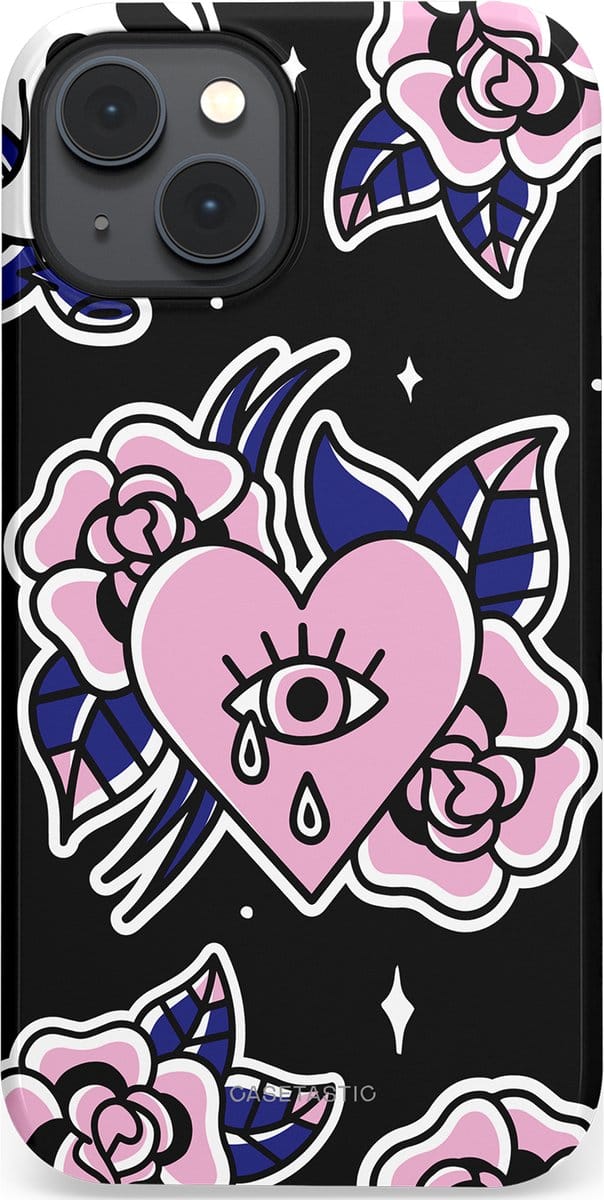 Casetastic hoesje geschikt voor Apple iPhone 14 Plus - MagSafe - Dubbellaagse bescherming - Eindeloze passie - Fashion Case - Zwart Grijs Lichtroze Wit