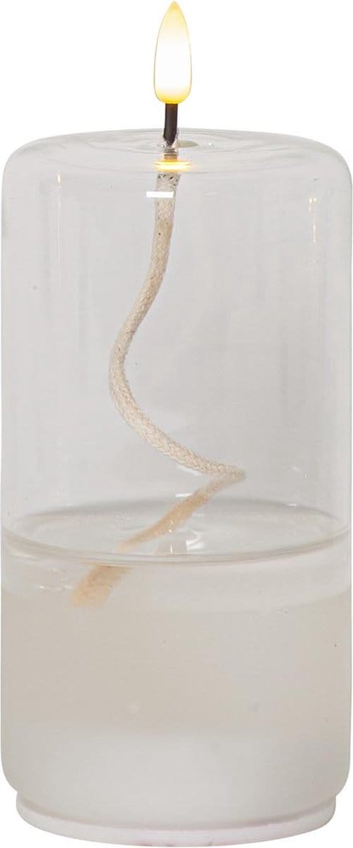Star Trading Flame Float, glas, transparante was, olielamp ontwerp, warm wit, LED, timer, 17,5 cm
