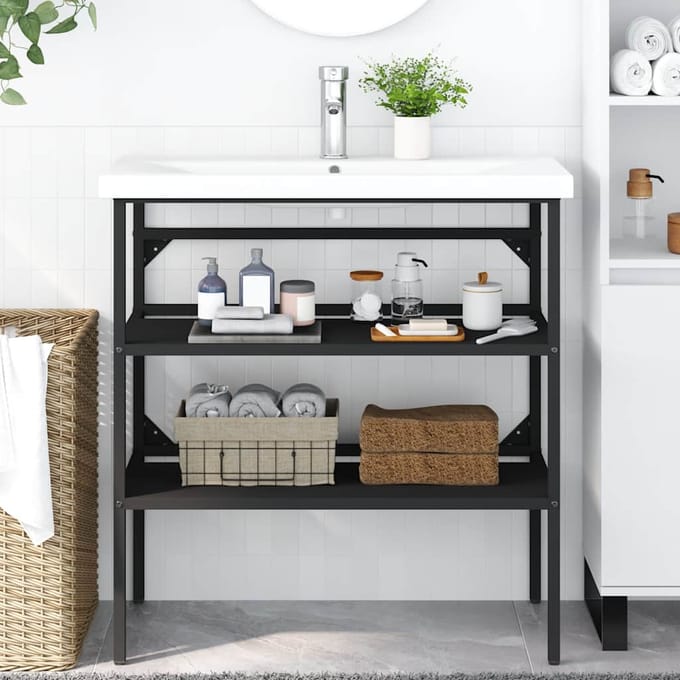 vidaXL - Wastafelframe - 79x38x83 - cm - ijzer - zwart