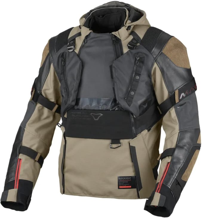 Macna Tryton NightEye waterdichte motorfiets lederen/textiel jas -