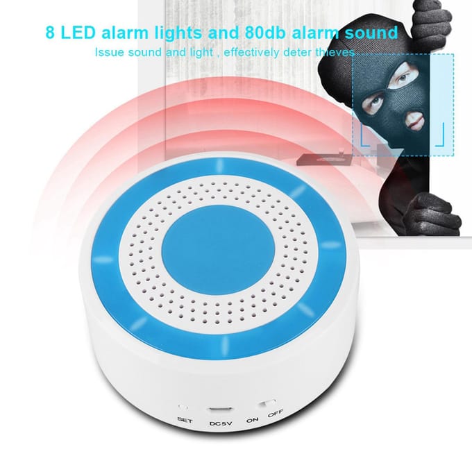 433mhz 100dB Draadloze Huis Geluid en Licht Stroboscoop Sirene voor WIFI GSM Alarmpaneelsysteem blue