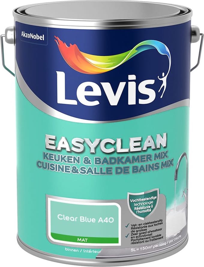 Levis - Easyclean Keuken & Badkamer Mix - Clear Blue A40 - Mengverf - 5 L