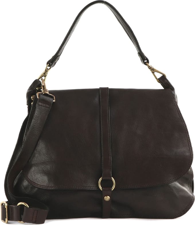 CAMPOMAGGI Leren Schoudertas Shoulder Bag Moro Donkerbruin
