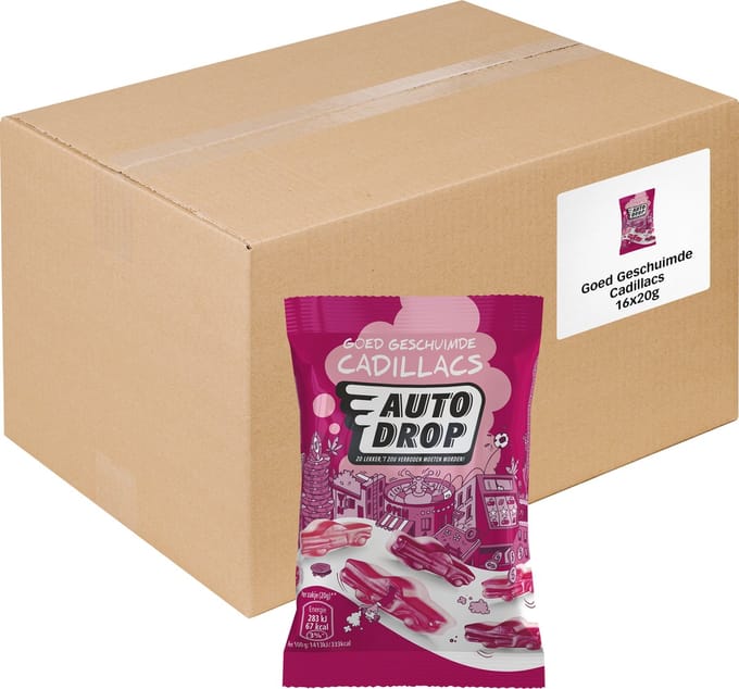 Autodrop - Snoep - Goed Geschuimde Cadillacs - 16 zakjes - 20 gram