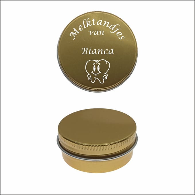 Melktanden Blikje Met Naam Gravering - Bianca